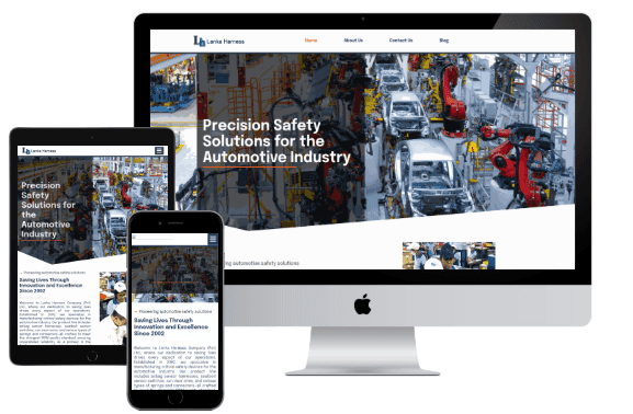 Screenshot of the lankaharness.com corporate website homepage